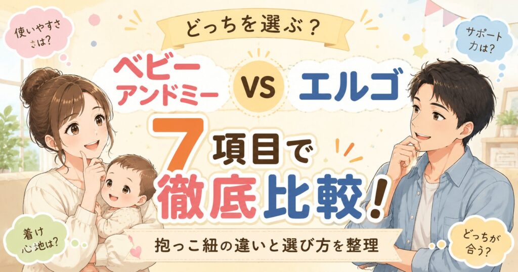 ベビーアンドミーとエルゴを7項目で比較！抱っこ紐の違いと選び方を整理