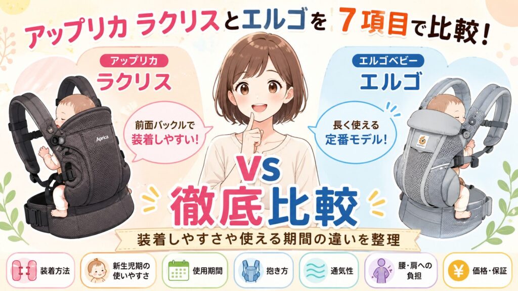 アップリカ ラクリスとエルゴを7項目で比較！ 装着しやすさや使える期間の違いを整理