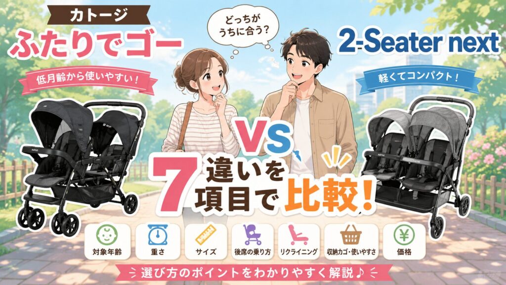 カトージふたりでゴーと2シーターの違い！7項目で比較して選び方を確認