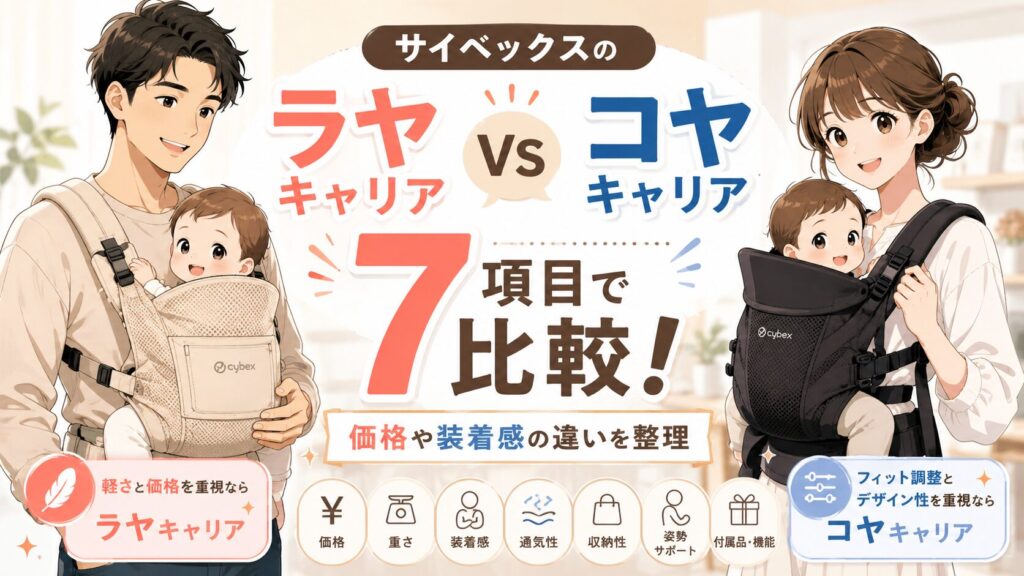 サイベックスのラヤキャリアとコヤキャリアを7項目で比較！価格や装着感の違いを整理