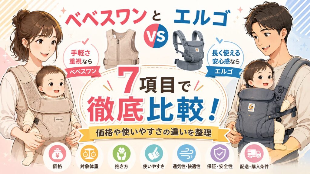 ベベスワンとエルゴを7項目で比較！価格や使いやすさの違いを整理