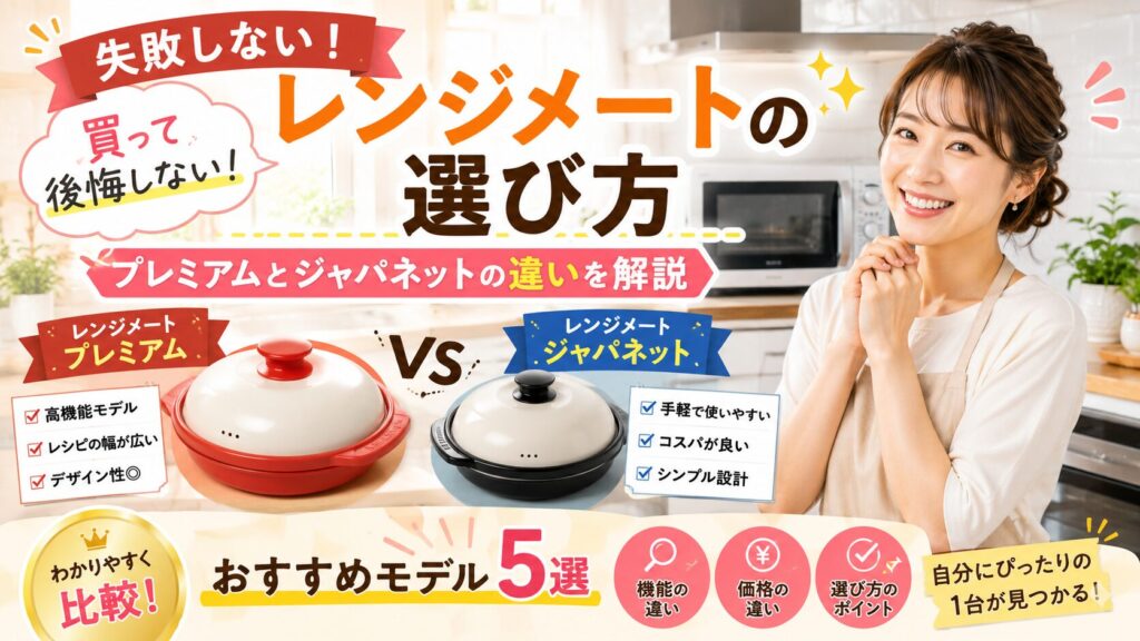 【失敗しない】レンジメートプレミアムとジャパネットの違いとおすすめモデル5選