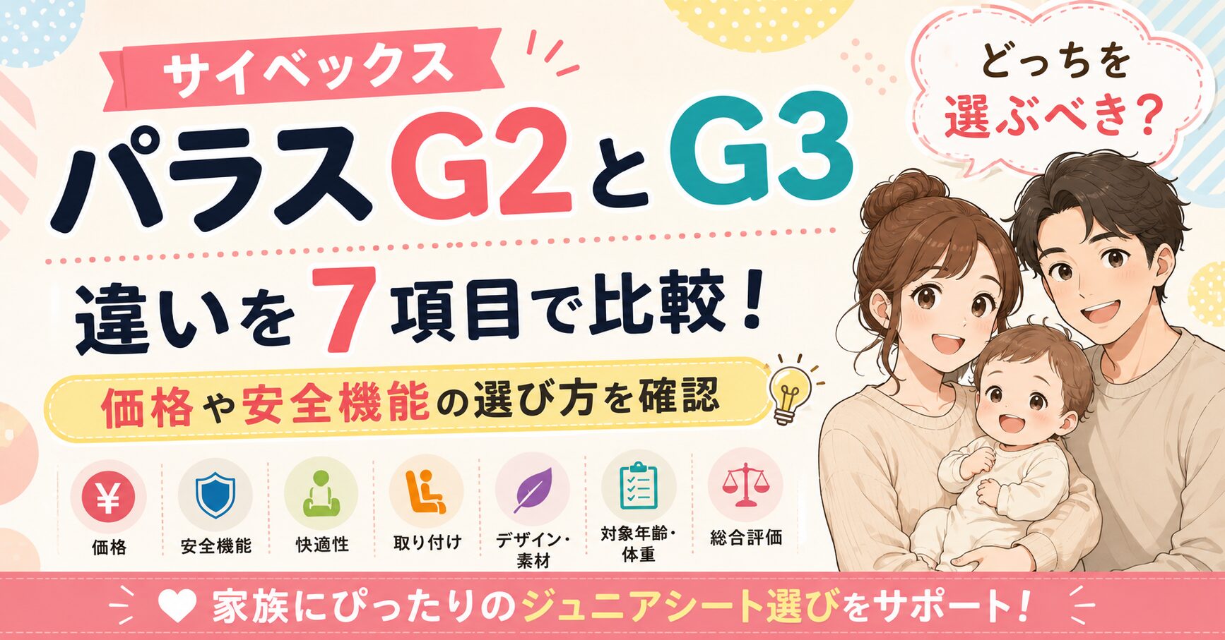 サイベックス パラス G2 G3の違いを7項目で比較！価格や安全機能の選び方を確認